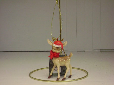 BL-LG9354 Retro Reindeer with Santa Hat Ornament