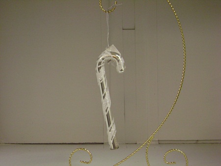 BL-BE32002B Glass Candy Cane Ornament (Silver)