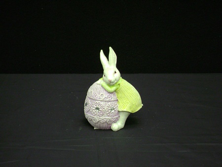 KK-20192A Resin Bunny Leaning on Purple Egg