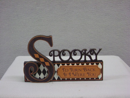 KK-41391A Spooky Black and Orange Wooden Sign
