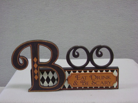 KK-41391C Boo Black and Orange Wooden Sign