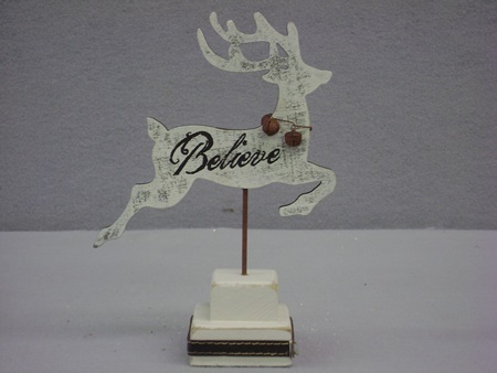 KK-52851A White Believe Reindeer on Spindle