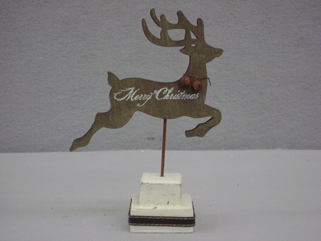 KK-52851D Brown Merry Christmas Reindeer on Spindle