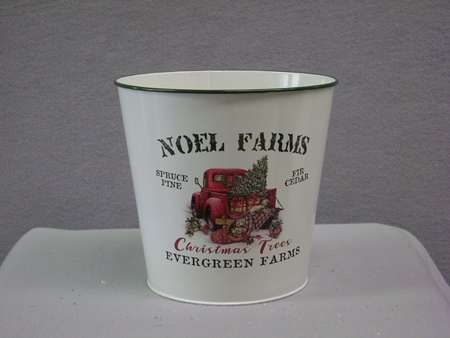 KK-53947A White Enamelware NOEL FARMS Bucket (Large)