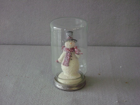 KK-54353BA Glttered Resin Vintage Snowman in Glass Jar
