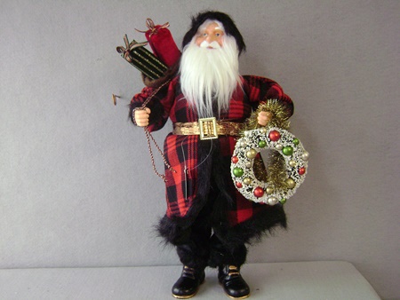 KK-54579A Standing Santa in Red & Black Plaid Coat
