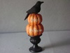 KK-41500 Resin Happy Halloween Pumpkins on Black Pedestal