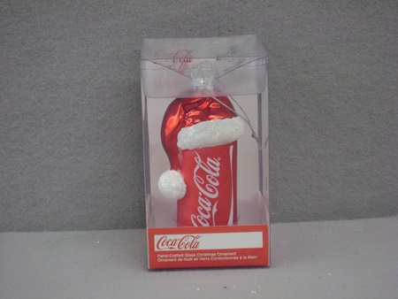 KA-CC4121 Glass Coca-Cola Can with Santa Hat