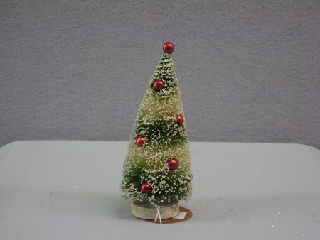 RH-WS172238 Green Striped BottleBrush Tree with Red Ornaments