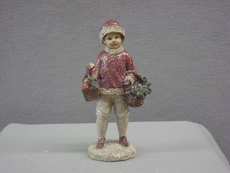 KK-53927B Vintage Glittered Resin Christmas Boy