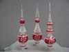 KK-54124G Set of 3 Red & White Glass Tabletop Finials