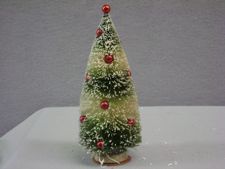 RH-WS172239 Green Striped Bottlebrush Tree with Red Ornaments